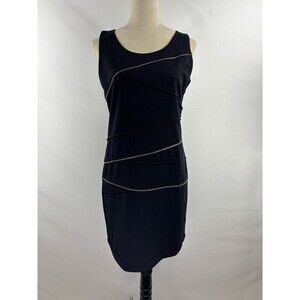 Michael Kors Sheath Dress Black Size 6 Sleeveless Zipper Accent Bodycon Lined